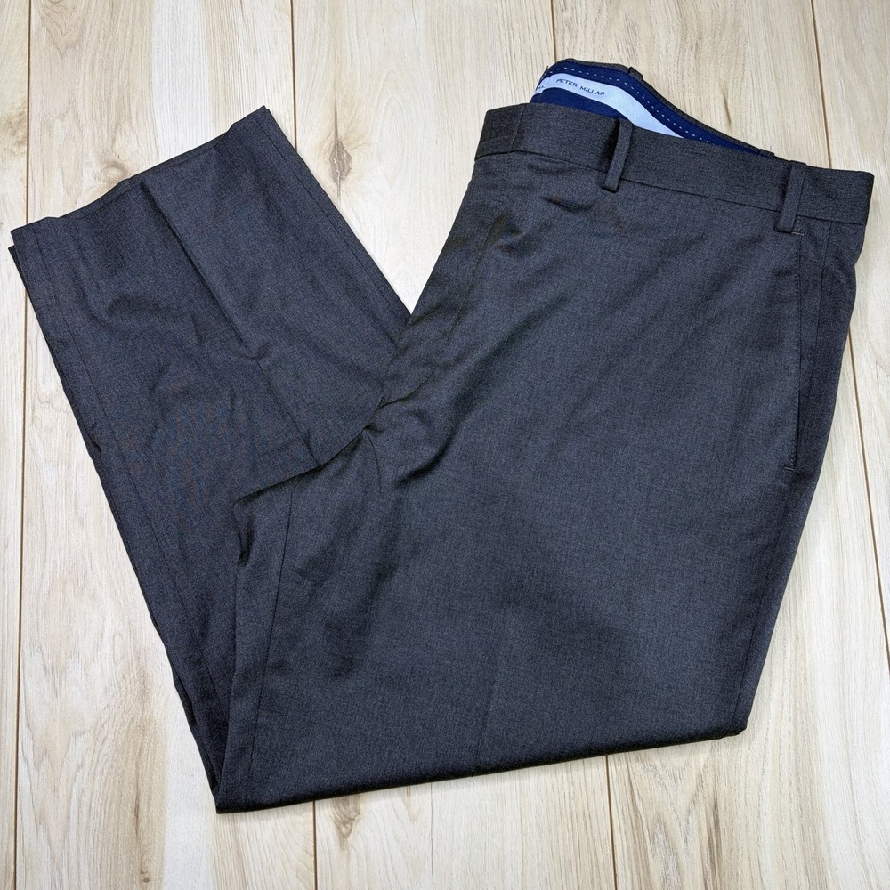 Peter Millar Wool Dress Pants Mens 44x28 Gray Straight Trousers Made In Canada